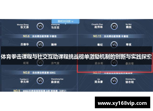 体育拳击课程与社交互动课程挑战榜单激励机制的创新与实践探索